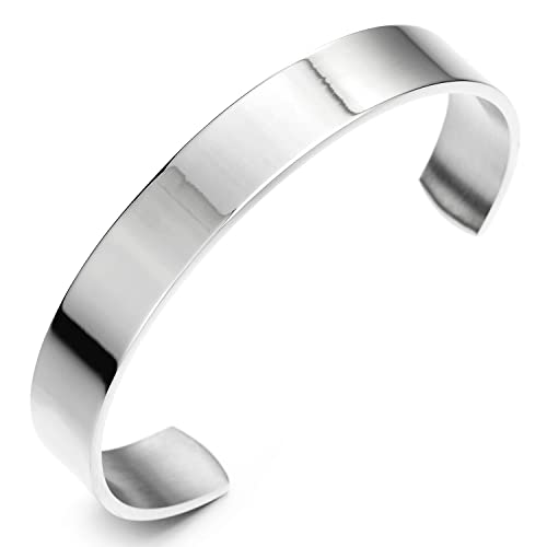 Stainless Steel Adjustable Cuff Bangle Bracelet for Men Women Minimalist - color: C-Metal Color: Silver-02
