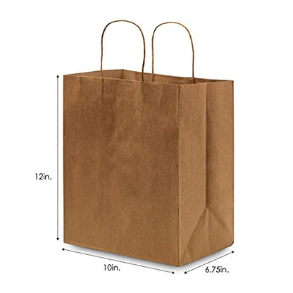 Prime Line Packaging Shopping Bags with Handles, 10x6.75x12 inches, 50 Pack - size: 10x6.75x12 Inch