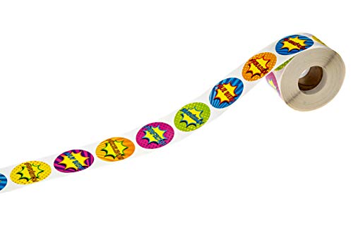 SBLABELS Spanish Reward Stickers / 500 Espanol Teacher Classroom Reward Stickers / 8 Alternating Superhero Comic Designs / 1.5" Student Praise Sticker - color: Spanish Superhero