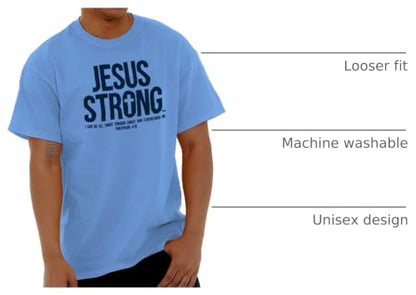 Jesus Strong Philippians 4:13 Bible Graphic T Shirt Men or Women - color: Carolina Blue, size: XX-Large