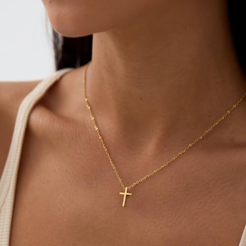 Cross Necklace for Women, Dainty Gold Necklace Tiny Cross Charm Necklace - color: Silver-Cross 1