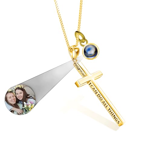 POPLYKE Cross Necklace 925 Sterling Silver Philippians 4:13 I Can Do All The Things Inspirational Necklace Gifts for Women Men 20+2'' - color: Customized
