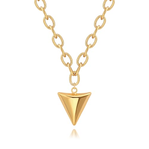 SOFYBJA Saint Benedict Necklace Drop 18K Gold Toggle Medallion Coin Cross Pendant Necklaces Religious Jewelry Catholic Gift for Women - color: triangle