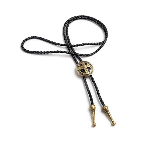 Fashionable Cross Bolo Tie Multi-Color Cross Shield Necktie - color: Retro Gold-style 1