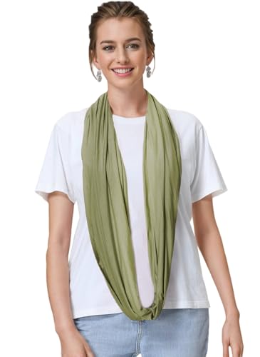 Lina & Lily Premium Modal Jersey Knit Women's Infinity Scarf Loop Lightweight - color: Lime Green