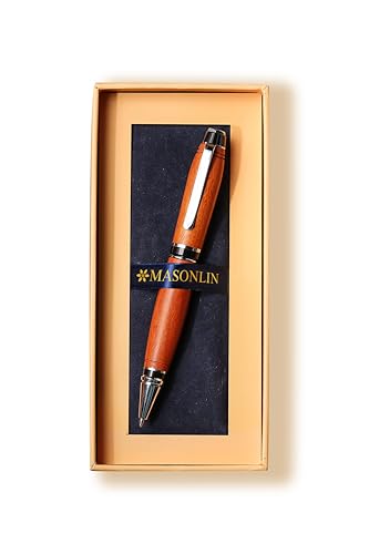 Hand Crafted Masonlin Series Ballpoint Luxury Pen, Rosewood With Black Titanium Fine Writing Instrument, Elegant Writing Pen With Gift Box - color: Natural