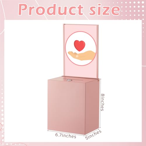 Metal Donation Box for Fundraising,Basic,Pink - color: Pink