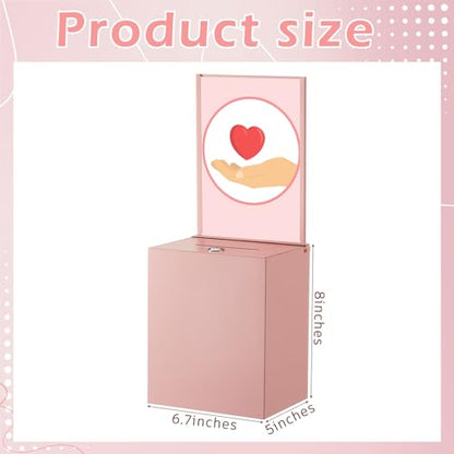 Metal Donation Box for Fundraising,Basic,Pink - color: Pink