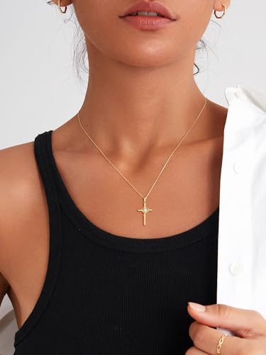 S.Leaf Cross Necklace for Women Gold Plated Cross Necklaces for Women 925 Sterling Silver Cross Pendant Necklaces for Women Birthday Anniversary - color: Cross_Necklace_Heart