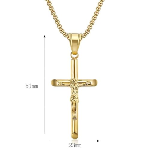 Exquisite Stainless Steel Cross Necklaces,A Perfect Blend of Gothic Style and Christian Faith, Suitable for Men and Women, Fashionable Accessories, Hypoallergenic Material - color: Gold