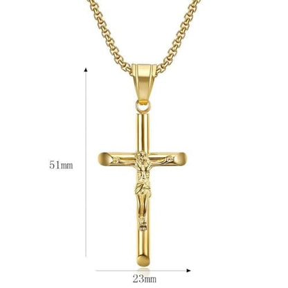 Exquisite Stainless Steel Cross Necklaces,A Perfect Blend of Gothic Style and Christian Faith, Suitable for Men and Women, Fashionable Accessories, Hypoallergenic Material - color: Gold