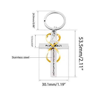 Uloveido Stainless Cross Infinity Keychain Mustard Seed Charms Psalm 46:5 Christian Bible Quote Keyring Baptism Gift - style: Triangle Mountain