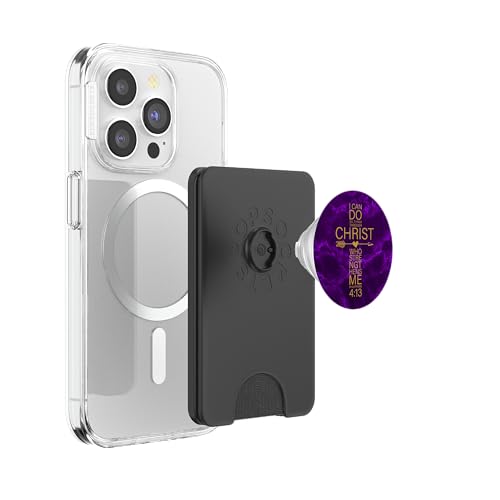 Philippians 4:13 Cross Christian Gifts Women Heart Purple PopSockets PopWallet for MagSafe - style: Magnetic PopWallet