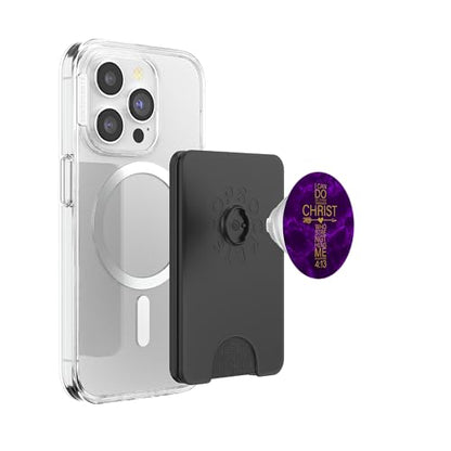 Philippians 4:13 Cross Christian Gifts Women Heart Purple PopSockets PopWallet for MagSafe - style: Magnetic PopWallet