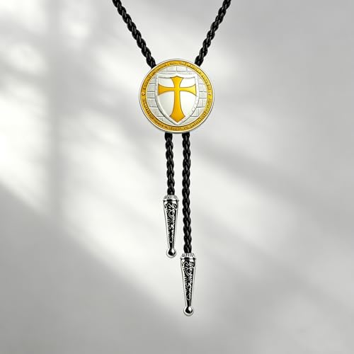 Fashionable Cross Bolo Tie Multi-Color Cross Shield Necktie - color: Yellow