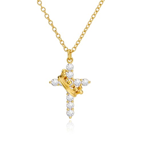 Cicy Bell Cross Pendant Necklace 18k Gold Plated Layered Necklaces - color: Style C-Gold