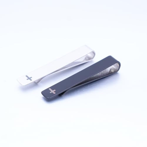 Novelty Cross Tie Clips for Men Unique Black Silver Religious Tie Clip Suitable for Regular Ties Classic Business Wedding Brass Tie Bar Jewelry with Box - color: Black Silver Cross 01
