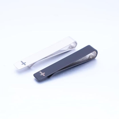 Novelty Cross Tie Clips for Men Unique Black Silver Religious Tie Clip Suitable for Regular Ties Classic Business Wedding Brass Tie Bar Jewelry with Box - color: Black Silver Cross 01