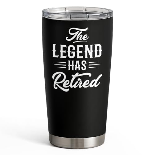 SANDJEST Retirement Gifts for Coworker, Colleagues - The Legend Has Retired Tumbler - Birthday, Christmas, Happy Retirement Gifts - 20oz Stainless Steel Insulated Coffee Travel Mug Gift for Men, Women - color: Retirement 1