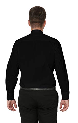 IvyRobes Mens Tab-Collar Long Sleeves Clergy Shirt- 5 Colors Available - color: Black, size: Medium