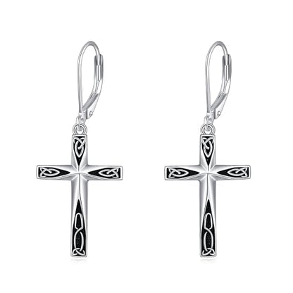 Cross Earrings 925 Sterling Silver Dangle Earring Gifts for Women - style: Celtic Knot