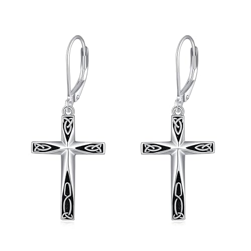 Cross Earrings 925 Sterling Silver Dangle Earring Gifts for Women - style: Celtic Knot