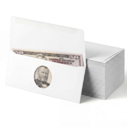 Dunzoom 300 Pcs Cash Envelopes 6.2x2.9in White Diecut Window