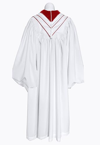 MyGradDay Unisex Deluxe Clergy Robe，clergy church gown - color: White(red), size: 51''(5'6''-5'8'')