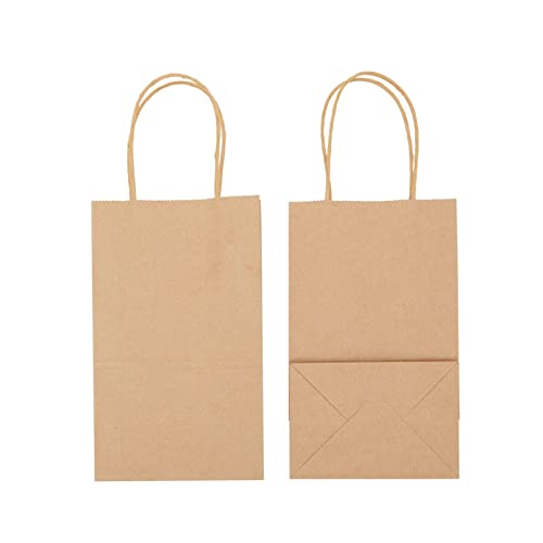 Juvale Mini Gift Bags with Handles - Brown Paper Party Favor Bags with Handles - Long & Narrow Design for DIY & Craft Fairs - 3 x 5.25 x 8.5 In, Brown, 12 Pack - style: Medium
