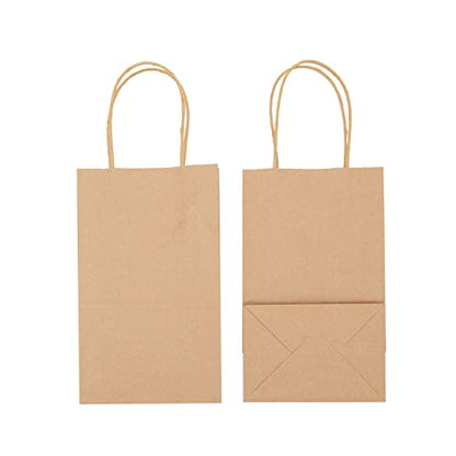 Juvale Mini Gift Bags with Handles - Brown Paper Party Favor Bags with Handles - Long & Narrow Design for DIY & Craft Fairs - 3 x 5.25 x 8.5 In, Brown, 12 Pack - style: Medium