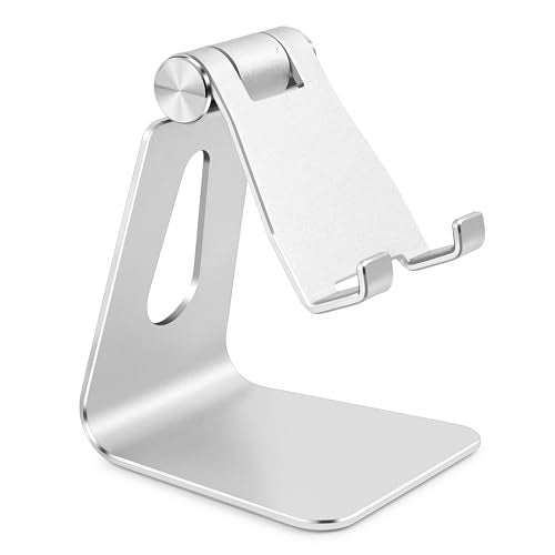Adjustable Aluminum Alloy Cell Phone Stand,Desktop Phone Dock Holder,Silver - color: Silver