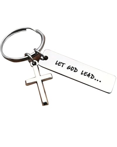 Cross Keychain for Men,Jesus Key Chain Christian Car Key Accessories，Easter Christmas Religious Gift,Purse Bag Charms - color: Silver Lead