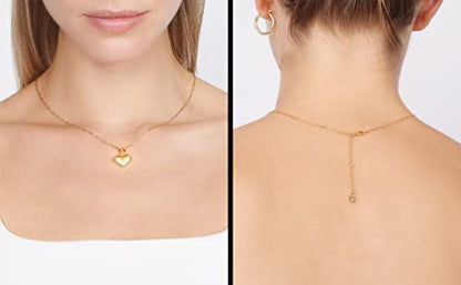 Jewelry Atelier Gold Filled Pendant Necklace Collection - 14K Yellow Gold Filled Pendant Necklace with Solid Clip Chain for Women (Different Sizes and Styles with Extension/Adjustable Chain) - style: Puffed