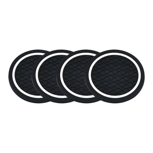 4PCS Car Cup Holder Coasters - 2.75 Inch Non-Slip Insert Water Bottle Holder Pads, Dustproof Automotive Interior Accessories Mat, Universal for Vehicles, Trucks, RVs (White) - color: White