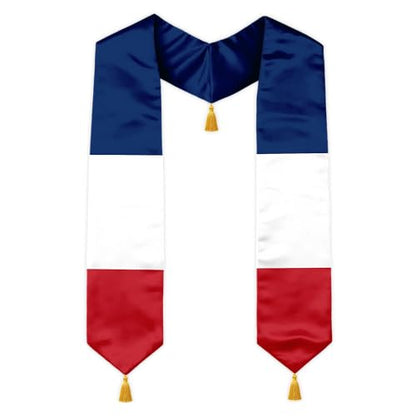 Class of 2026 Graduation Stole Flag Sash with Gold Tassels 72 Inch for High School College University Ceremony - color: France