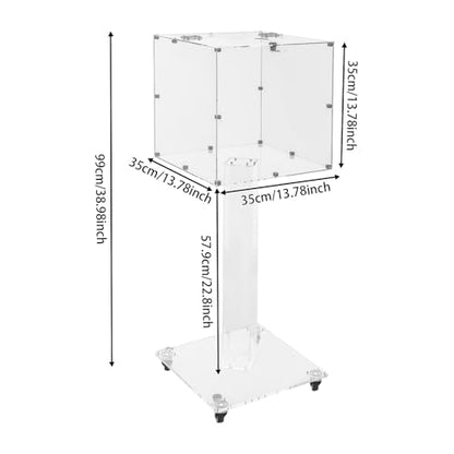 Suggestion Box with Lock and Key Donation Box with Stand and Wheel Acrylic Ballot Box Standing Offering Box for Church, Office, Voting (Clear, Round Hole) - color: Clear, size: Round Hole