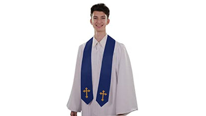 CLERKMANS Choir Stole with Crosses - color: Navy Blue