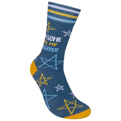 FUNATIC Crazy Socks with Funny Sayings - Novelty Gift for Men, Women, Adult - color: Awesome Like My Daughter