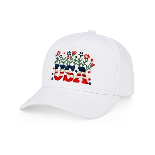 C.C Women's Criss-Cross Ponytail Trucker Hat - Snapback, One Size - color: Floral Usa-white