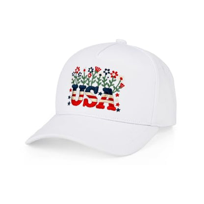 C.C Women's Criss-Cross Ponytail Trucker Hat - Snapback, One Size - color: Floral Usa-white