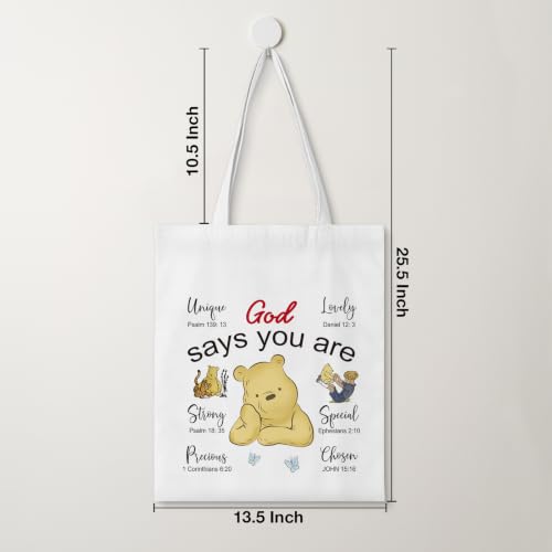 Cute Pooh Bear Aesthetic Reusable Tote Bag, Funny Gifts for Women Friends - color: Says