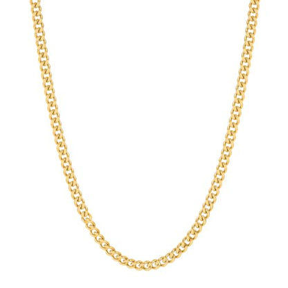 Reoxvo Stainless Steel Cuban Link Chain Necklaces Jewelry for Men - color: b.6mm width-gold plated, size: 18.0 Inches