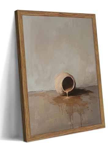 Framed Vintage Christian Wall Art, The Anointing of Jesus Alabaster Jar Painting, Bible Story Canvas Print, Religious Wall Decor for Church Prayer Room Living Room Bedroom 8x10 inch - color: Overturned Pottery Jar, size: 10"L x 8"W