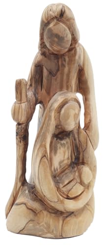Zuluf 6.8" Olive Wood Holy Family Nativity Statue – Hand-Carved Mary, Joseph & Baby Jesus Figurine – Religious for Catholic Home or Friend’s Display – HOF016 - color: 6.8" Joseph, Mary and Baby Jesus