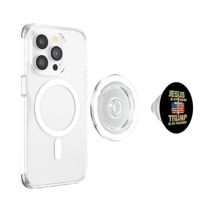 Jesus is My Savior Trump is My President for Men Women PopSockets PopGrip for MagSafe - style: Magnetic PopGrip