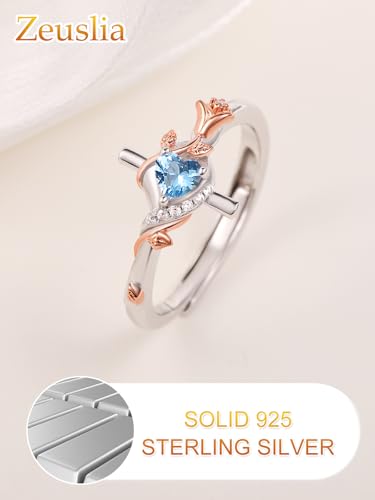 Birthday Gifts Birthstone Rings for Women 925 Sterling Silver Birthstone Rings Anchor/Tree of Life/Snake/Rose Cross Faith Religous Jewelry Gift for Wife Mom Grandma - color: 12-Topaz (C), style: Rose Cross