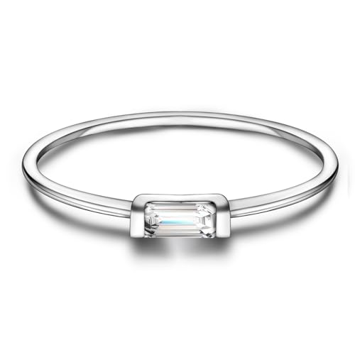 Helonley Birthstone Stack Rings for Women: 925 Sterling Silver Stacked Ring - color: Birthstone Apr.