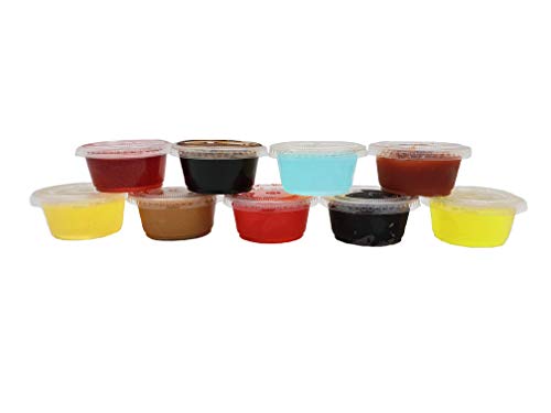 VIOVIA Tasting Cups W/LID 2 OZ - Disposable Plastic Portion Cups with LIDS Perfect for Any Occasion! - Available in Sets of 50 OR 200 Tasting Cups! (50)