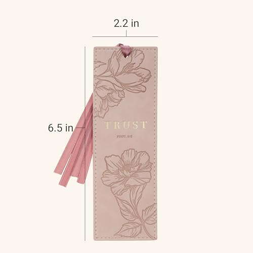 Christian Art Gifts Pink Floral Faux Leather Bookmark: Trust in the Lord