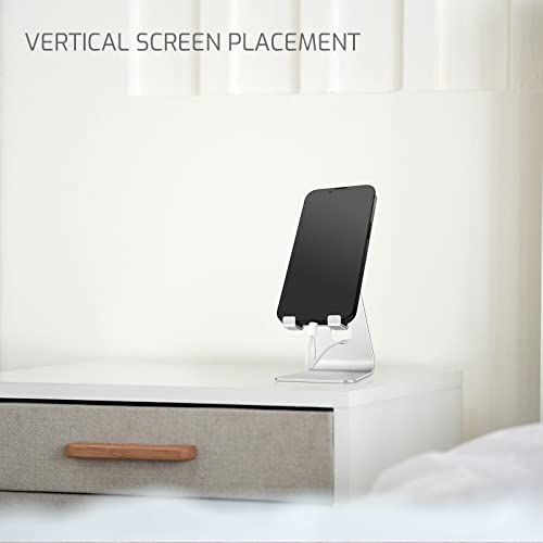 Silver Foldable Aluminum Alloy Cell Phone Holder,Tabletop Metal Phone Stand with Adjustable Angle by Swivel Axis,Smartphone Cradle - color: Silver